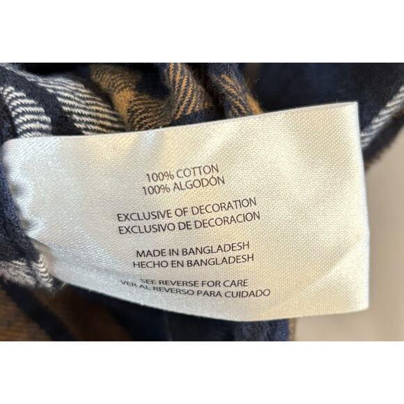 Eddie Bauer Mens Cotton Flannel Long Sleeve Blue Plaid Button Up Shirt XL - Picture 3 of 7